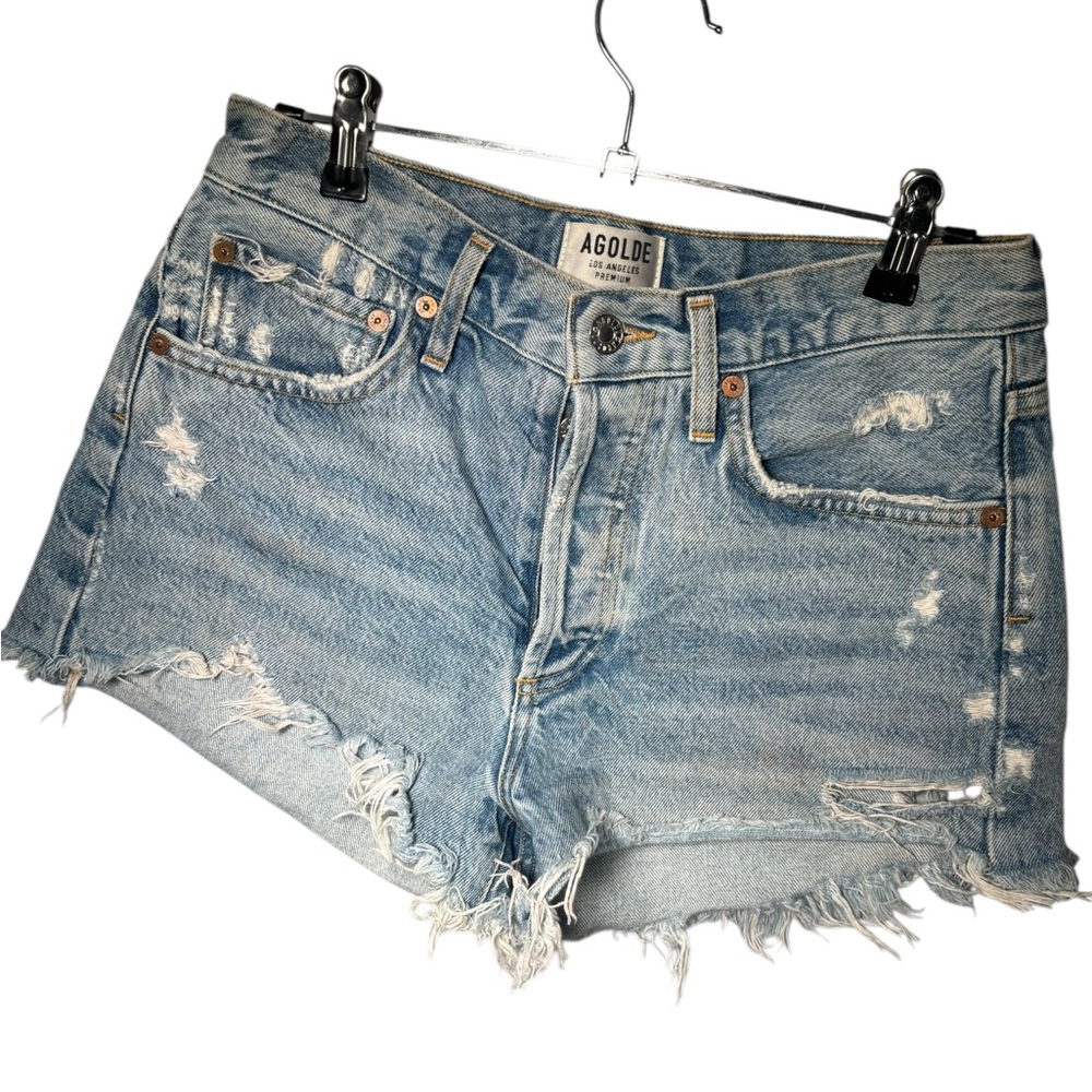 AGOLDE Women's Distressed Denim Shorts - Blue